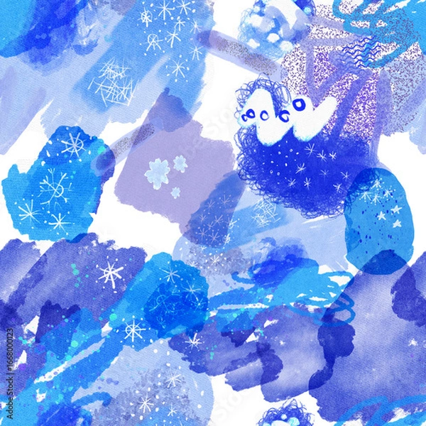 Fototapeta blue christmas background with snowflakes