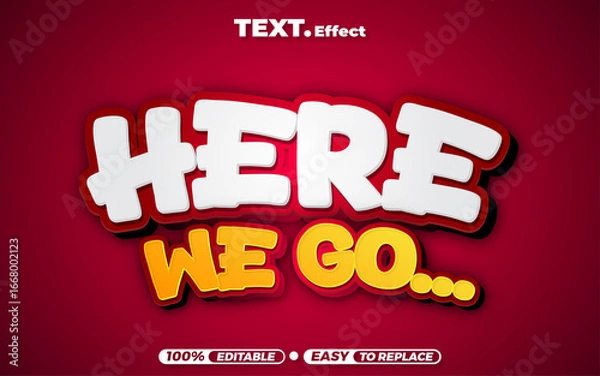 Obraz Editable 3D text effect, cartoon blue text style 1