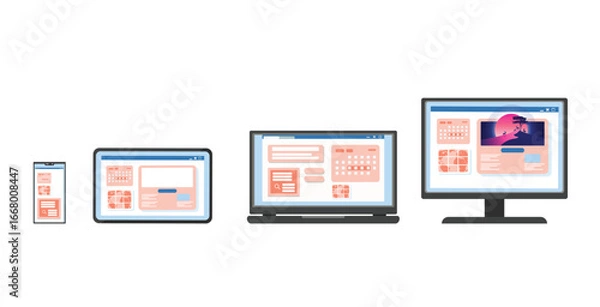 Fototapeta Flat Illustration of Multi Device Screens