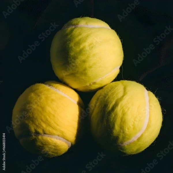 Obraz Close Up of Bright Yellow Tennis Balls on White Background – Sports Equipment Concept