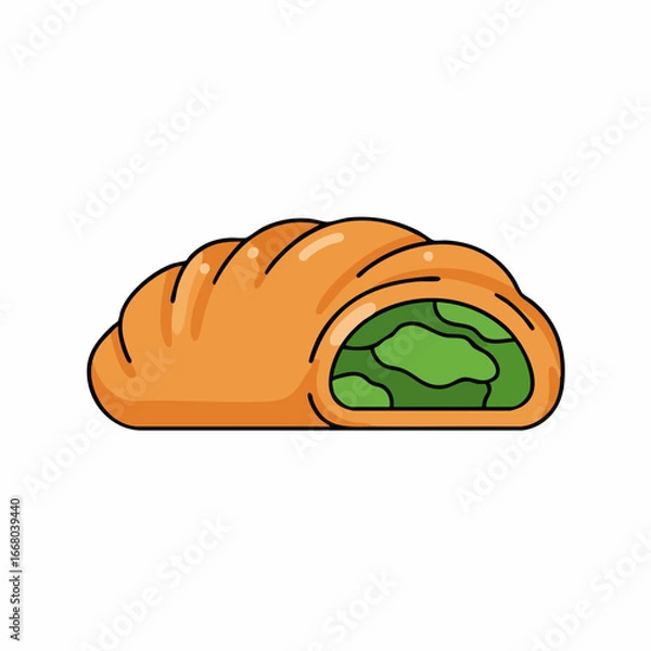 Fototapeta Colorful Illustration of a Spinach Filled Pastry Roll