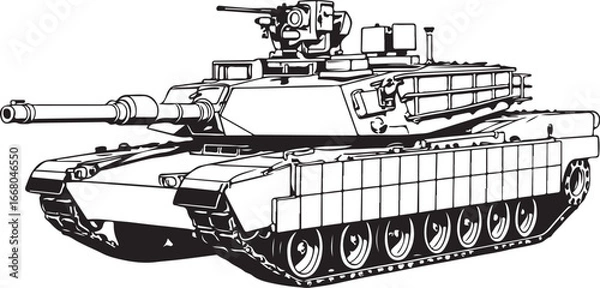 Fototapeta M1 Abrams Main Battle Tank Silhouette Vector Illustration