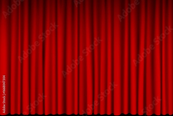 Fototapeta Red closed theater curtain. Vector