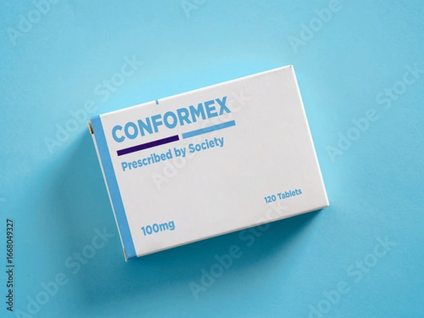 Fototapeta Conformity medication prescribed by society in a box