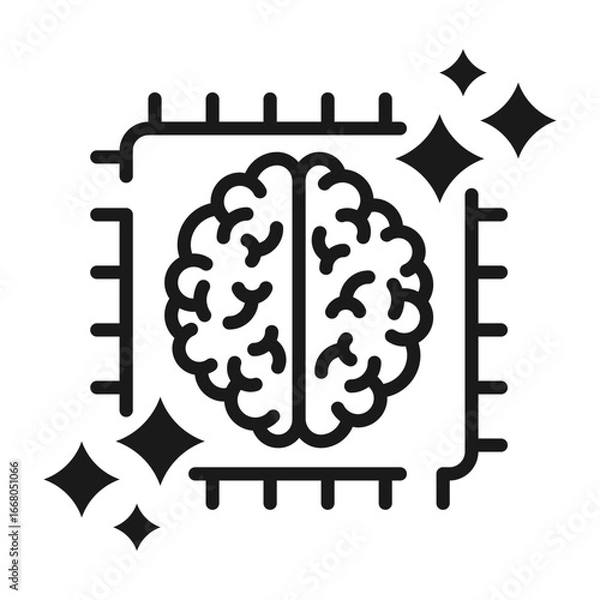 Fototapeta Artificial intelligence brain chip ai processor technology smart innovation vector icon for digital app
