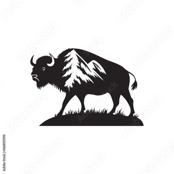 Fototapeta American Bison Silhouette Vector | Buffalo Wildlife SVG EPS