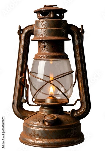 Fototapeta Old Rusty Kerosene Lantern: A Symbol of Warmth and Nostalgia
