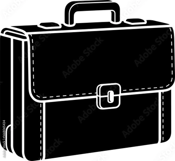 Fototapeta black briefcase isolated on white