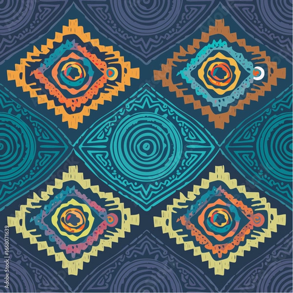 Fototapeta Geometric pattern in a tribal design with a captivating ethnic aesthetic