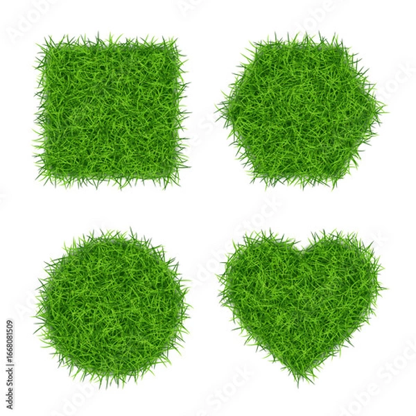 Obraz Shapes filled with green grass isolated. Vector
