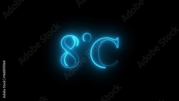 Obraz 8 degree Celsius text with neon glowing effect on black background