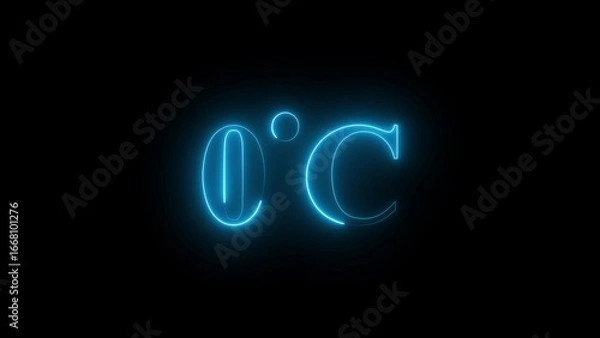 Obraz 0 degree Celsius text with neon glowing effect on black background