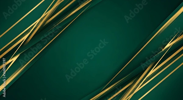 Obraz Elegant Green and Gold Diagonal Lines Abstract Background.