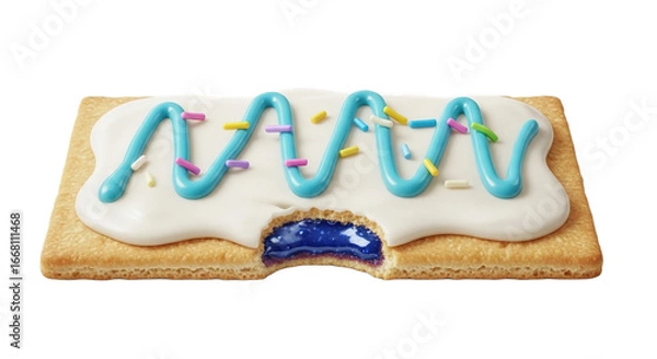 Fototapeta Pop tart with frosting on white transparent background, PNG