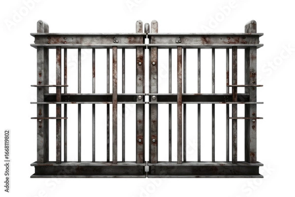 Obraz A Cage of Steel and Bars. White or PNG Transparent Background.