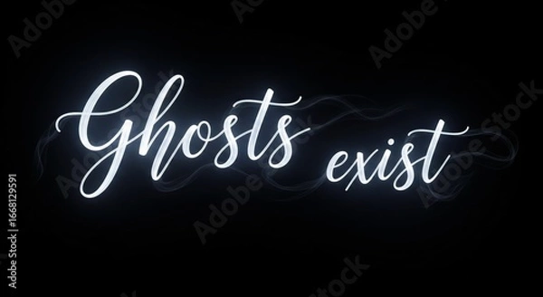 Fototapeta Halloween. Ethereal Ghostly Script on Black Background.