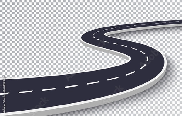 Obraz Winding Road Isolated Transparent Special Effect. Road way location infographic template. Vector EPS 10