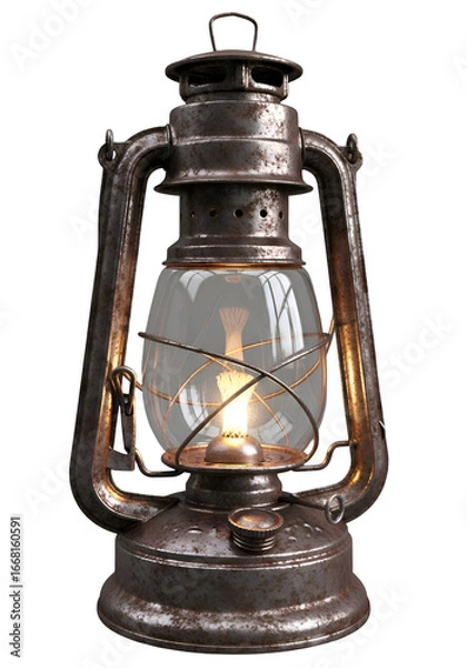 Fototapeta Vintage Kerosene Lantern with Glowing Light