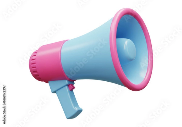 Obraz ブルーとピンクの拡声器の3Dレンダリング 透明な背景で分離