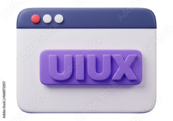 Obraz 3D Rendered UIUX Interface Window With Purple Text On White Background