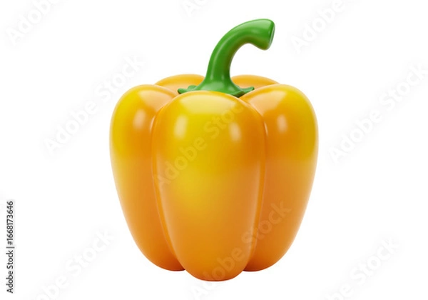 Obraz 単体のオレンジ色パプリカ緑色の茎 透明背景 食材とヘルシーフード