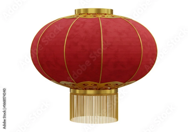 Obraz 赤いベルベットランタン 金色の装飾と透明背景のお祝いデザイン