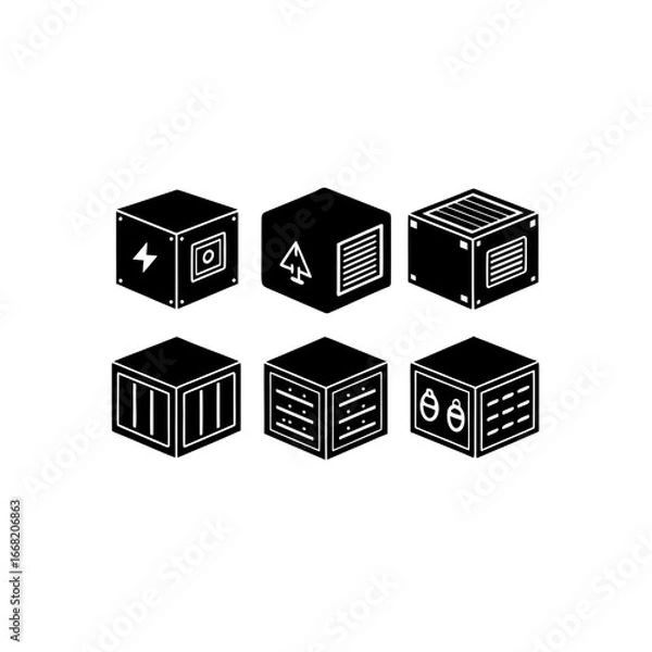 Obraz 6 different power supply cabinet silhouette vector