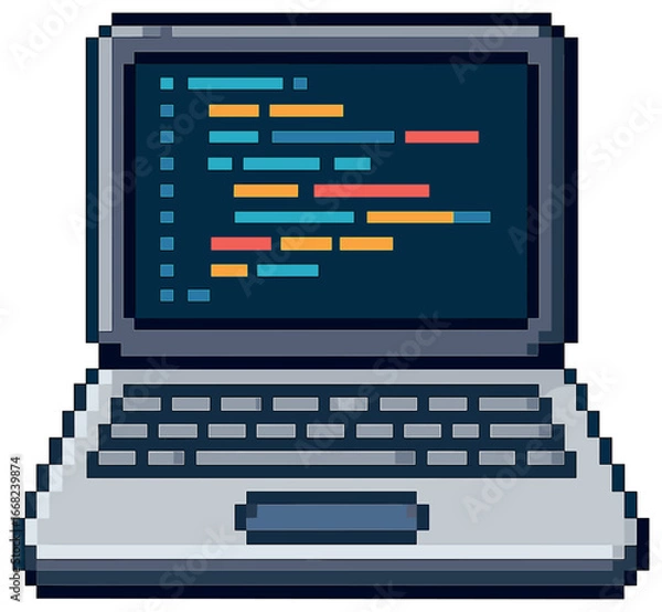 Fototapeta Retro laptop vector: vintage coding theme for tech and nostalgia enthusiasts