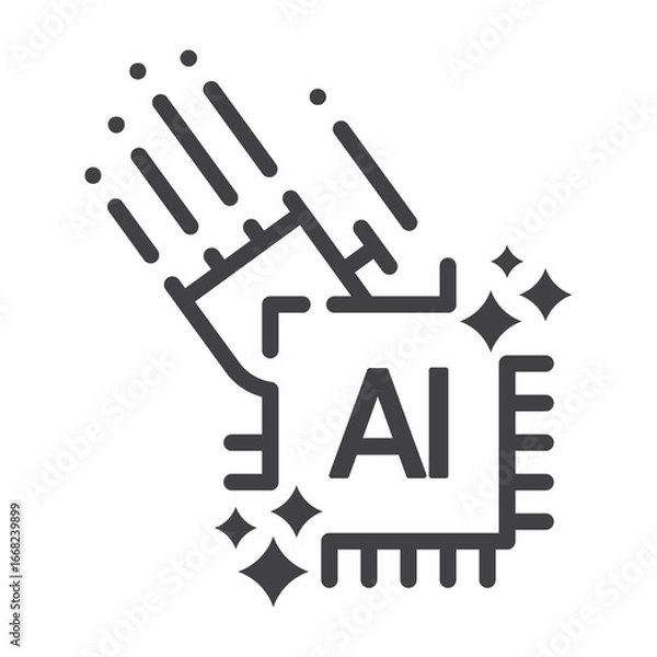 Fototapeta Artificial intelligence ai chip technology innovation hand icon for digital app and website
