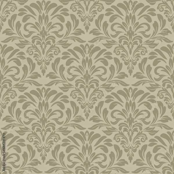Fototapeta Vintage damask seamless pattern wallpaper, classic damask seamless pattern design for elegant damask seamless pattern vector background decoration