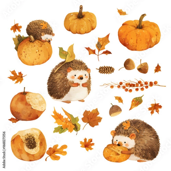 Obraz hedgehog and pumpkins
