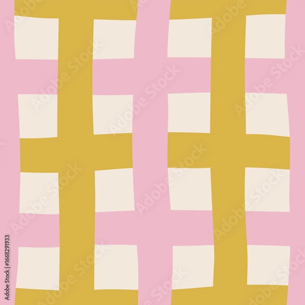 Fototapeta Hand drawn vector seamless pattern with vibrant grid. Cute lovely background with lines for festive design, wallpaper and textile. Colorful geometric abstract pattern. Contemporary backdrop