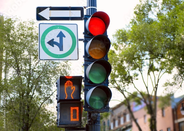 Obraz Car and pedestrian Crossing Countdown Sign