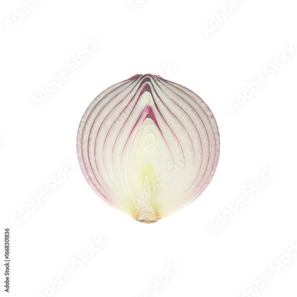 Fototapeta A pristine perfectly circular slice of white onion against a seamless on transparent background
