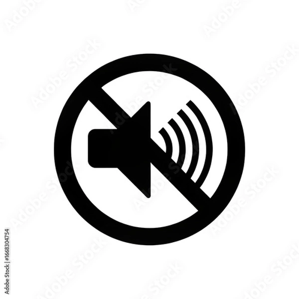 Fototapeta Mute icon in black and white representing silenced audio or sound off setting or volume disabled