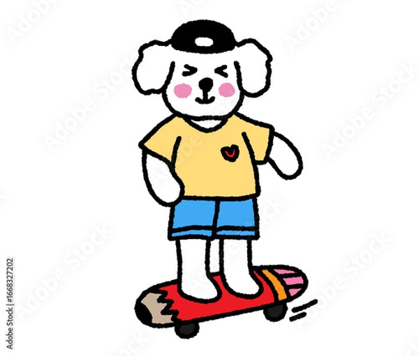 Fototapeta 귀여운 강아지 캐릭터(스케이트보드)