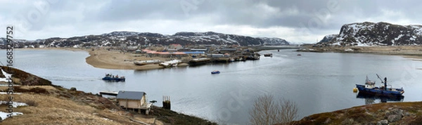 Obraz Panoramic view of the Barents Sea bay near the Teriberka, Russia