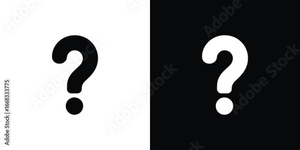 Obraz Two Inverted Question Marks, Black and White, Symbolizing Inquiry on Opposite Backgrounds