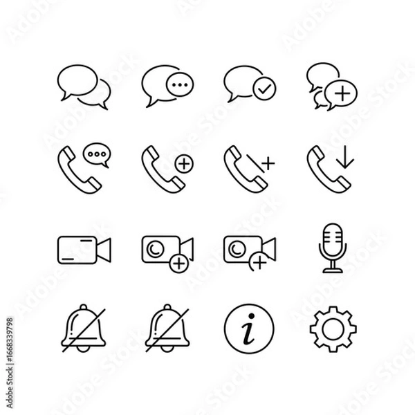 Fototapeta Set of simple line icons for user interface and applications