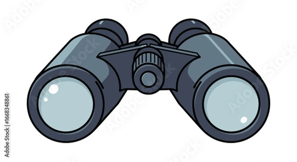 Fototapeta Cartoon binoculars vector illustration optics equipment spyglass viewing device exploration tool on transparent background