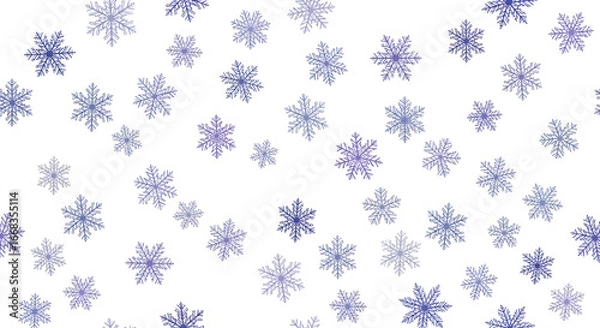Fototapeta Set of Sixteen Intricate Snowflake Vector Illustrations in Blue — Winter Snowflake Collection for Seasonal Design, Stickers, and Backgrounds