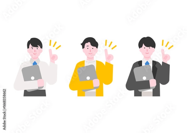 Obraz ノートパソコンを持つ男性のイラスト