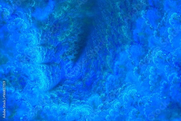 Fototapeta Blue Fractal floral background with a lot of curls