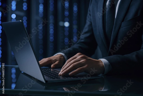 Fototapeta Technology business and communication drive powerful network and data information systems in office environments