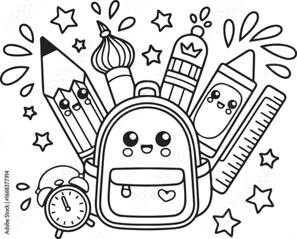 Fototapeta Back to School Coloring Pages Vector