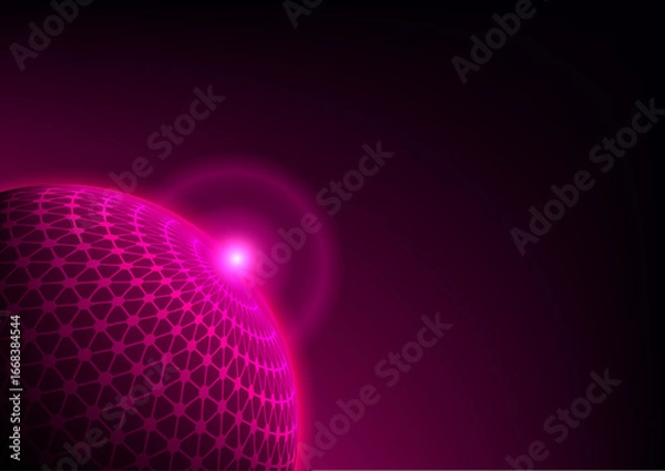 Obraz Net ball globe glowing in space, technology background.