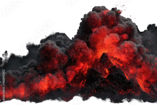 Obraz Volcanic eruption, fiery mountain