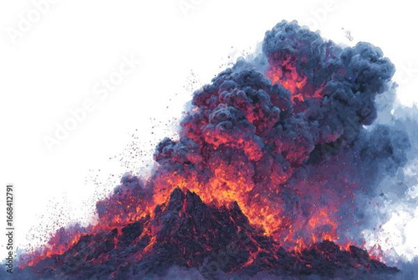 Obraz Volcanic eruption, fiery mountain, dramatic smoke (1)