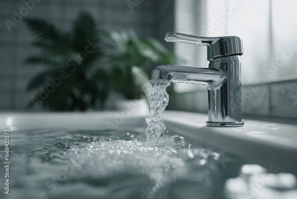 Fototapeta ai system controls water flow and ambiance in bathroom evoking tranquility and comfort