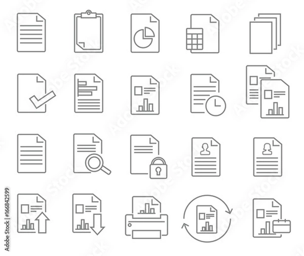 Fototapeta Report line icons. Vector illustration.